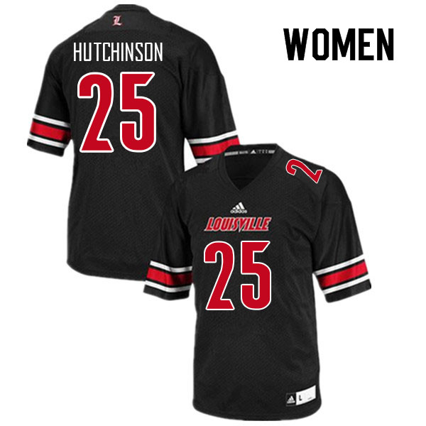 Women #25 D'Angelo Hutchinson Louisville Cardinals College Football Jerseys Sale-Black
